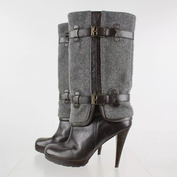 Cole Haan Shoes - Cole Haan wool and brown leather tall boots 6